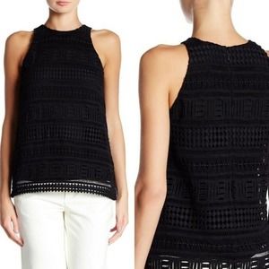 Vince. Crochet Sleeveless Swing Blouse